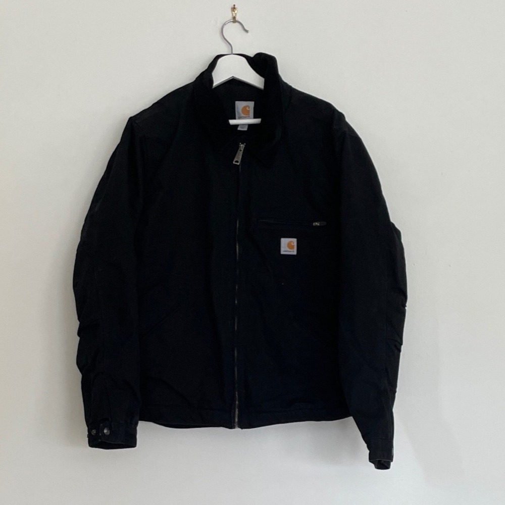 Black Carhartt Detroit Jacket Men XL Workwear Duck Canvas Black Utility Coat